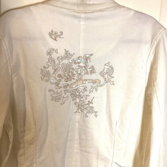 Lois Jeans & Jackets Women's White Jacket Size M Embroidery Sequins - Picture 8 of 12
